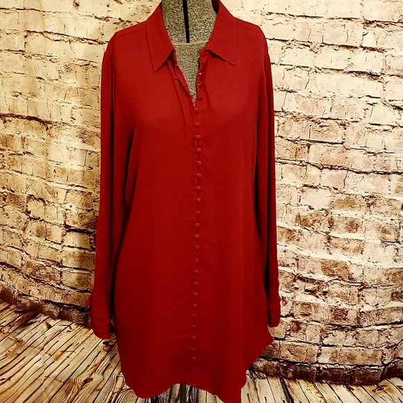 Soft Surroundings Poets Tunic Length Blouse Moroccan Red Medium - Picture 3 of 7